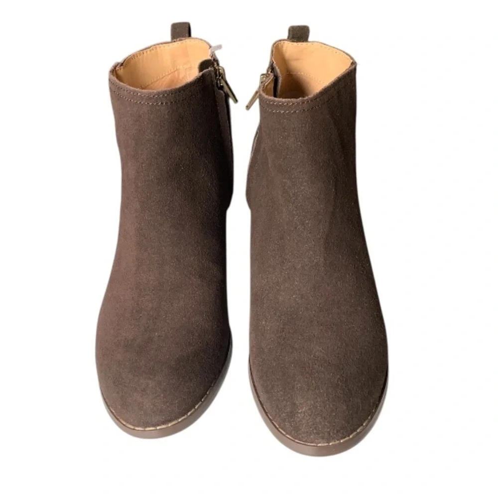 BOHO LANDSEND Women Suede Harris Ankle Boots, Side Zip, 2.5” Stacked Heel